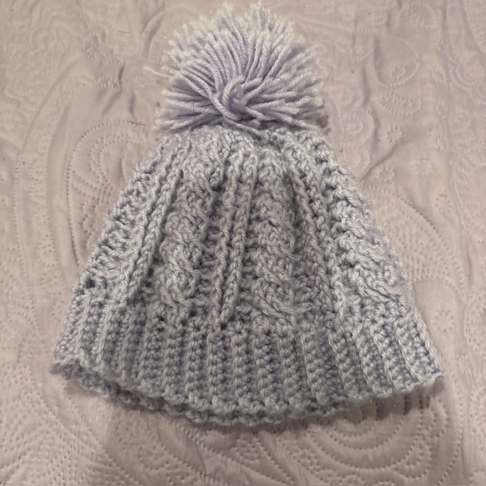 Cozy Lavender Knit Pom-Pom Beanie for Kids